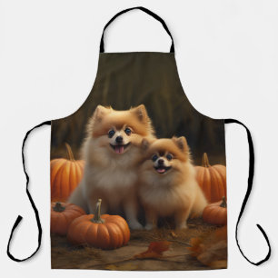 Pomeranian Puppy Herfstvreugde Pompoen Schort