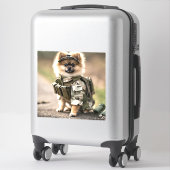 Pomeranian Puppy Klaar voor dienst Sticker (Koffer)