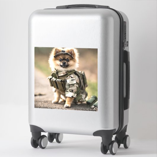 Pomeranian Puppy Klaar voor dienst Sticker (Koffer)
