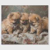 Pomeranian Puppy Trio  Decoupage Cadeaupapier (Vlak)
