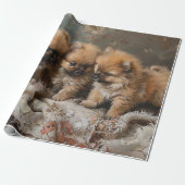 Pomeranian Puppy Trio  Decoupage Cadeaupapier (Uitgerold)