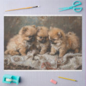 Pomeranian Puppy Trio  Decoupage Tissuepapier (Craft)