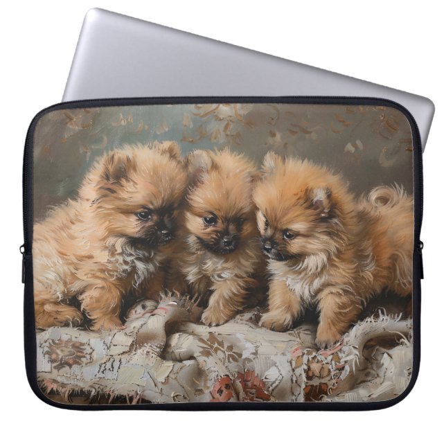 Pomeranian Puppy Trio  Laptop Sleeve (Voorkant)