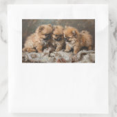 Pomeranian Puppy Trio Rechthoekige Sticker (Tas)