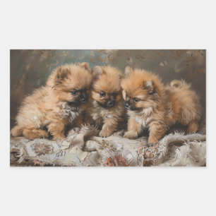 Pomeranian Puppy Trio  Rechthoekige Sticker