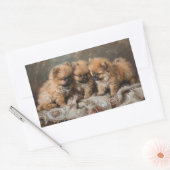 Pomeranian Puppy Trio Rechthoekige Sticker (Envelop)