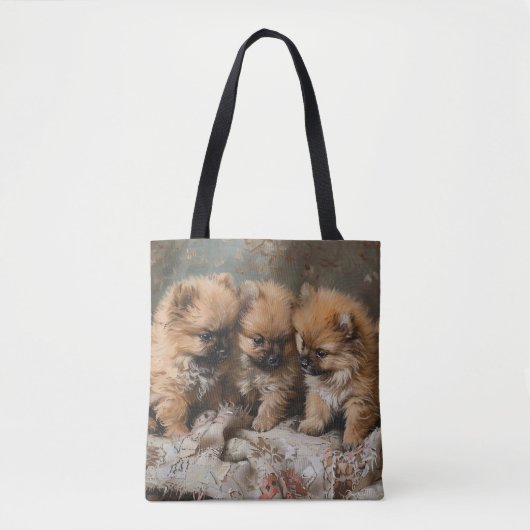 Pomeranian Puppy Trio Tote Bag (Voorkant)