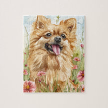 Pomeranian Puzzel – Watercolor Hond Fun