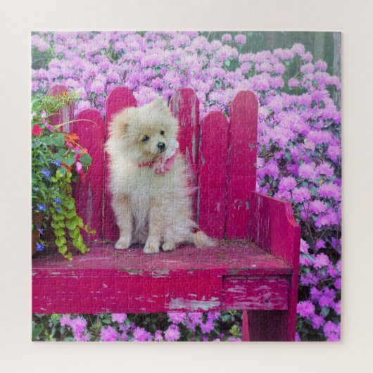 Pomeranian Puzzle Dogs Flowers Floral Legpuzzel (Verticaal)