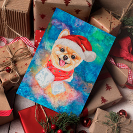 Pomeranian Ras Hond Kerstmis Feestdagenkaart