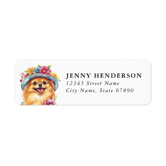 Pomeranian retouradreslabel etiket (Voorkant)