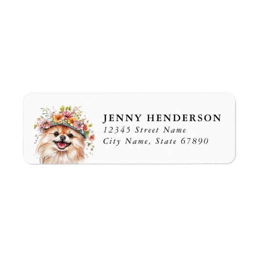 Pomeranian Retouradreslabel Etiket (Voorkant)