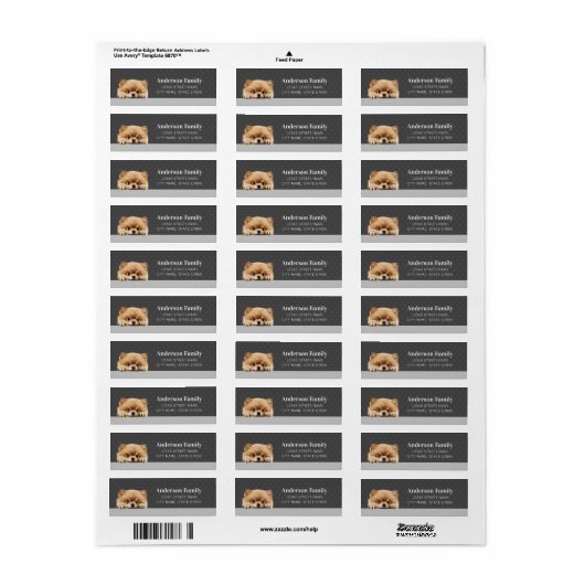 Pomeranian Return Address Labels (Full Sheet)