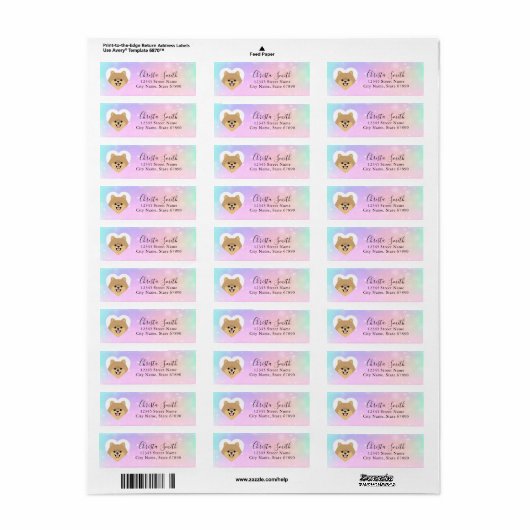 Pomeranian Return Address Labels (Full Sheet)