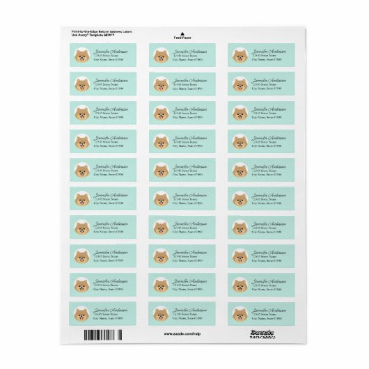 Pomeranian Return Address Labels (Full Sheet)