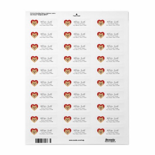 Pomeranian Return Address Labels (Full Sheet)