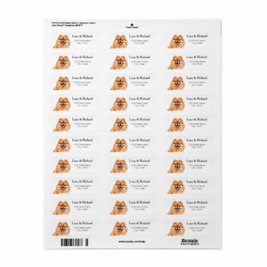 Pomeranian Return Address Labels (Full Sheet)