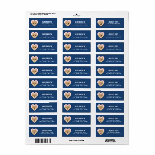 Pomeranian Return Address Labels (Full Sheet)