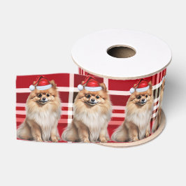 Pomeranian Rood Kerstmis Plaid Grappige Hond Kerst Grosgrain Lint