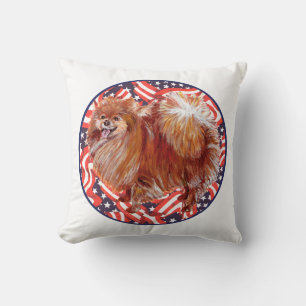 Pomeranian Rood Wit & Blauw Kussen