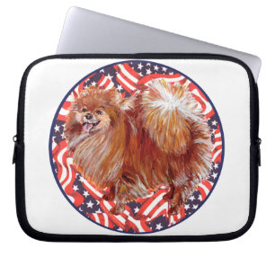 Pomeranian Rood Wit & Blauw Laptop Sleeve