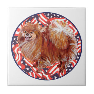 Pomeranian Rood Wit & Blauw Tegeltje