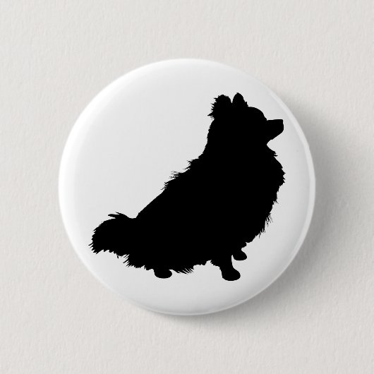 Pomeranian Silhouette Ronde Button 5,7 Cm (Voorkant)
