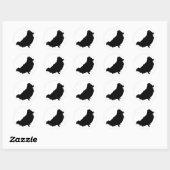 Pomeranian Silhouette Ronde Sticker (Vel)