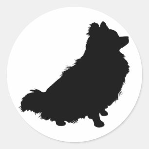 Pomeranian Silhouette Ronde Sticker