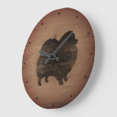 Pomeranian Silhouette Rustic Grote Klok (Hoek)