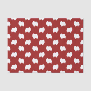 Pomeranian Silhouetten Patroon Rood Tissuepapier
