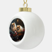 Pomeranian Sneeuw Slede Kerst Decoratie (Rechts)