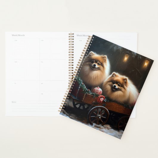 Pomeranian Sneeuw Slede Kerst Decoratie Planner (Display)