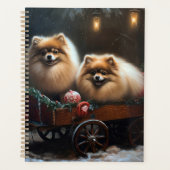 Pomeranian Sneeuw Slede Kerst Decoratie Planner (Voorkant)