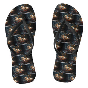 Pomeranian Sneeuw Slede Kerst Decoratie Teenslippers