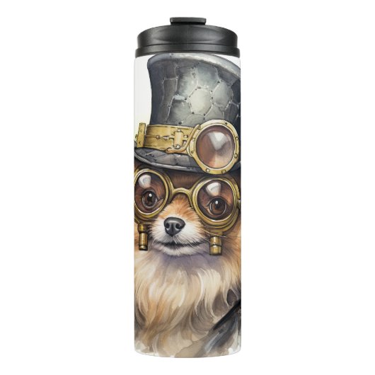 Pomeranian Steampunk Hond Thermosbeker (Voorkant)