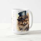 Pomeranian Steampunkhond Koffiemok (Voorkant rechts)