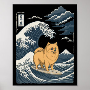 Pomeranian surft Japanse golf _2 Poster