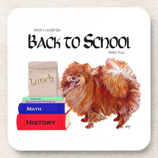 Pomeranian Terug naar School Bier Onderzetter (Voorkant)