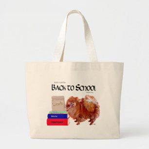 Pomeranian Terug naar School Grote Tote Bag