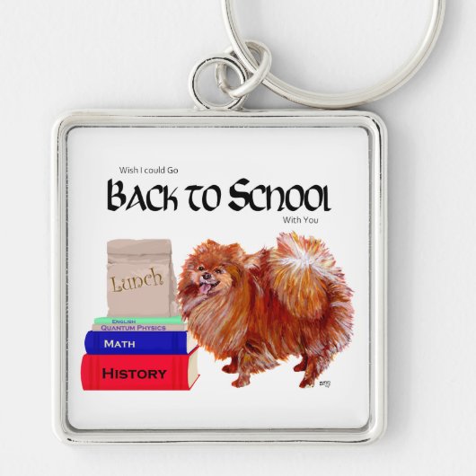 Pomeranian Terug naar School Sleutelhanger (Voorkant)