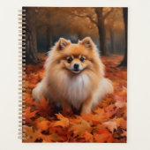 Pomeranian tussen vallende herfstbladeren inspiree planner (Voorkant)