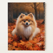 Pomeranian tussen vallende herfstbladeren inspiree planner (Achterkant)