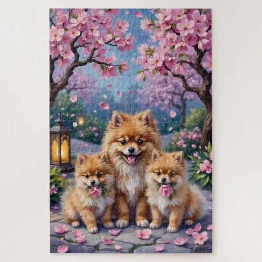 Pomeranian Twilight Blossom Tuin Kunst Legpuzzel (Verticaal)