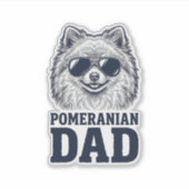 Pomeranian vader vintage gravure hond liefhebber d sticker (Voorkant)