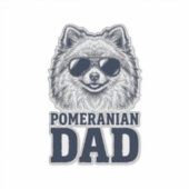 Pomeranian vader vintage gravure hond liefhebber d sticker (Voorkant)