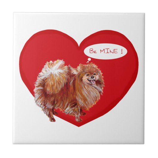 Pomeranian Valentijn Tegeltje (Voorkant)