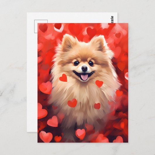 Pomeranian Valentijnsdag Briefkaart (Voorkant / Achterkant)