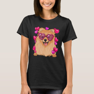 Pomeranian Valentijnsdag Hart Bril Grappige Hond T-shirt