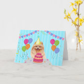 Pomeranian verjaardagskaart kaart (Gele Bloem)